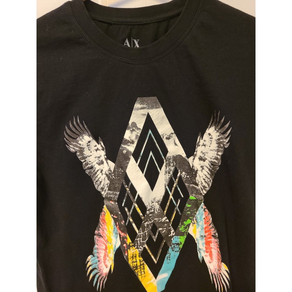 A|X ARMANI EXCHANGE Men's Eagle Graphic BLack T-Shirt‎  Youth Large